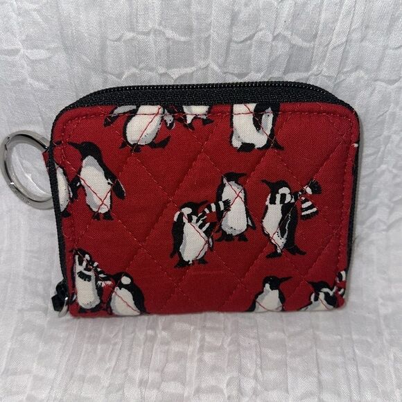 Vera Bradley Red Black White Gray Playful Penguins Wristlet & Small Wallet Set - Picture 12 of 16